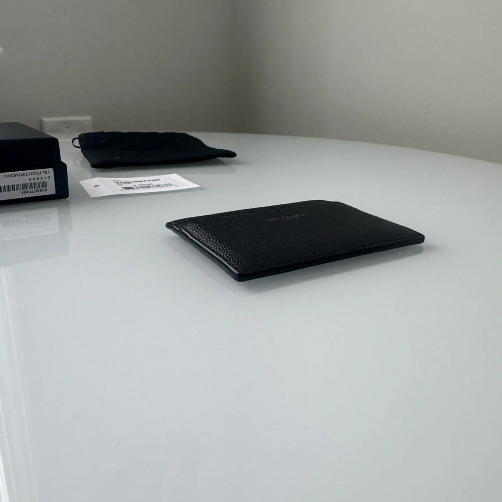 Leather Saint Laurent Black Caviar Calfskin Card Case YSL Box & Dustbag